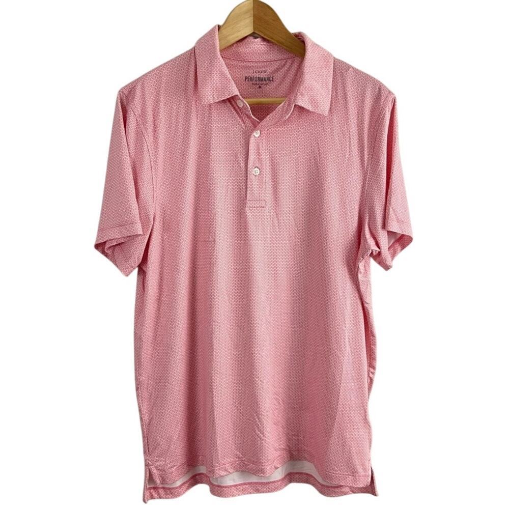 J. Crew Factory Printed Performance Polo Shirt Pink Men Size Medium